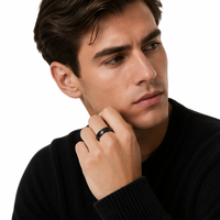 Bague TIZTI 7 mm étanche, tendance, plaquée noire, dôme, pour homme, alliance en acier Damas à grain de bois