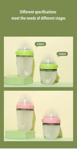 Nouveau produit 100% <span class=keywords><strong>biberon</strong></span> en silicone de qualité alimentaire sans BPA 150ml 250ml <span class=keywords><strong>anti</strong></span>-<span class=keywords><strong>colique</strong></span> <span class=keywords><strong>biberon</strong></span> en silicone à large bouche pour bébé - Product Image 3