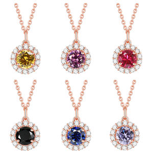 SPJ Fine S925 gioielli in argento 925 da 12 mesi con pietra di nascita di forma rotonda Halo colore Zirconia ciondoli gioielli da donna - Product Image 2