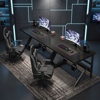 Grande table de jeu en bois noir et rose pour deux personnes Bureau d'ordinateur ESport longue taille pour salle de jeux
