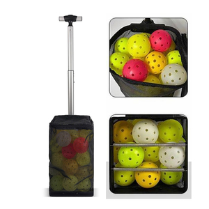 Ramasseur de balles de pickleball et de tennis en acier inoxydable haute capacité avec poignée rétractable, sac en filet de rangement pour 40 balles pour les joueurs - Product Image 5