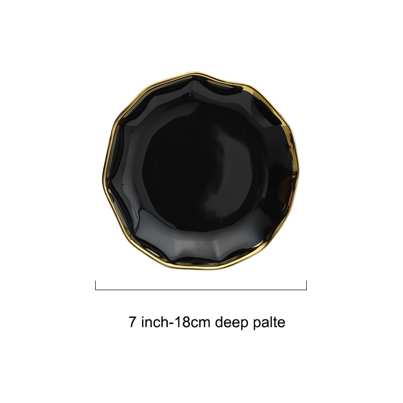 assiette noire de 7 pouces de profondeur