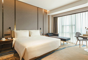 Modern Cheap Solid <b>Wood</b> Hotel <b>Bed</b> <b>Frame</b> and Mattress Set with Headboard Side Tables and Nightstands for Hospitality Bedrooms - Product Image 3