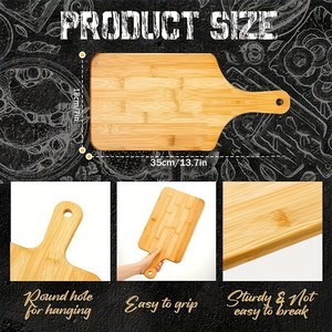 Tabla de cortar de bambú para queso y charcutería con asa, tabla de cortar de madera portátil para uso en la cocina - Product Image 4
