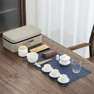 ชุดชงชาแบบกังฟู พอร์ซเลนสีขาว ชุดชงชาพกพาสำหรับฝึกพิธีชงชา - Product Image 2