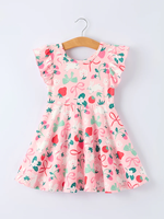 Robe de Pâques vintage pour filles, motif lapin fraise et nœud, en soie de lait respirante, ODM, pour bébé fille