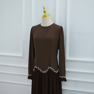 Nouvelle Robe Modeste 2026 avec Grand Volant à Volants, Chaîne de Taille en Cristal, Robe de Soirée É<span class=keywords><strong>l</strong></span>égante, Abaya à Nouer au Dos pour Femme Musulmane - Product Image 3