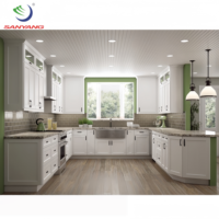 Armoires de cuisine blanches de style Shaker, taille américaine modulaire, fabrication complète, prêtes à assembler, en bois massif