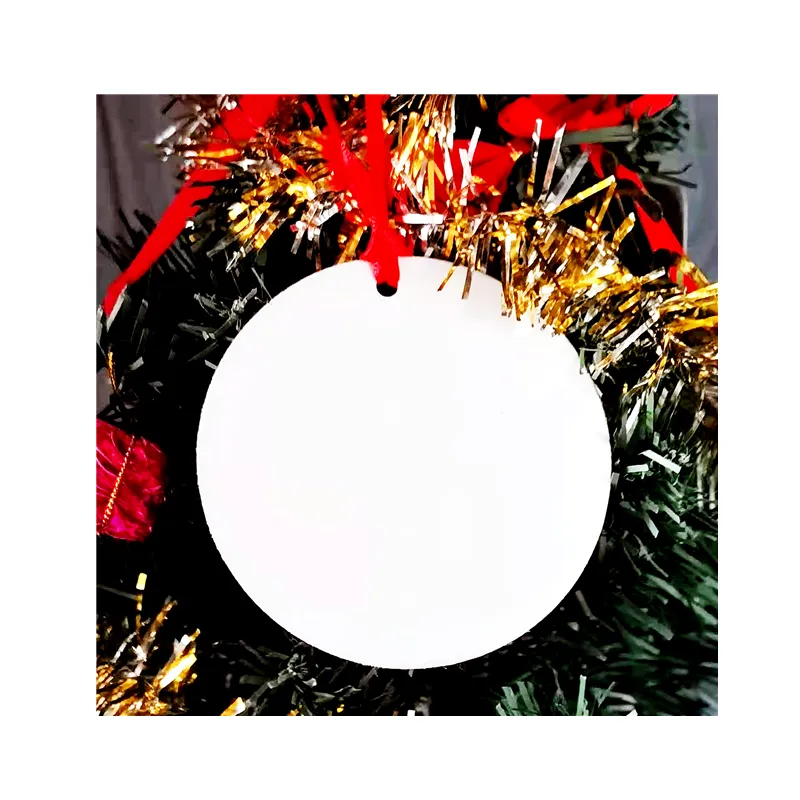 Templat Dudukan Ornamen Natal 3.5 ", Ornamen Sublimasi Kosong Aluminium Bulat dengan Logo Kustom