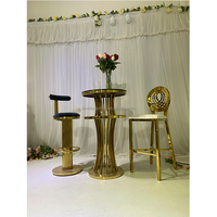 Table de bar à cocktails sur pieds hauts en acier inoxydable doré pour la décoration d'événements de mariage KAVI