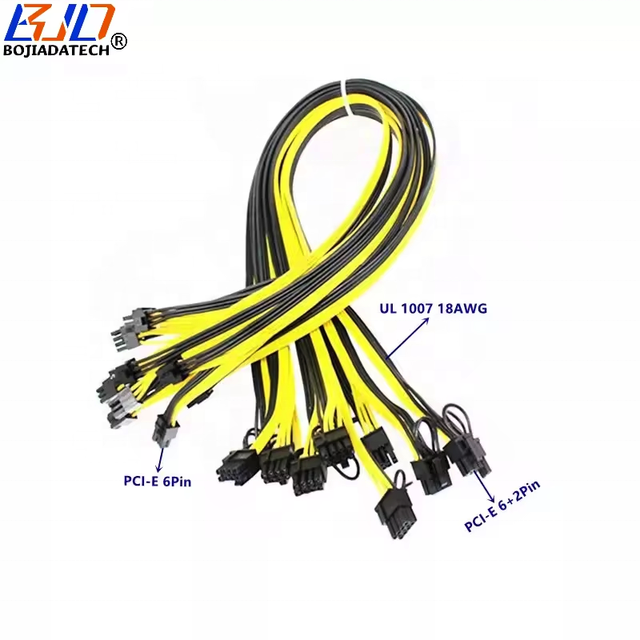 PCI-E 6Pin Male to 8Pin 6+2Pin Male Graphics Video Card Power Cable 18AWG 20CM 30CM 60CM for HP DELL Server PSU Breakout Board