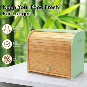 Boîte de rangement pour pain en bambou avec couvercle coulissant pour le rangement sur le comptoir de cuisine - Product Image 3