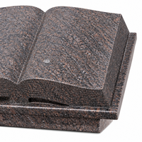 Monumento Funerario de Granito Negro Personalizado, Lápida con Biblia Abierta Tallada, Placa Conmemorativa para Cementerio con Floreros de Granito