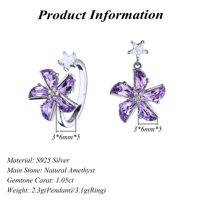 Vente en gros usine : Parure de bijoux en argent sterling 925 plaqué rhodium avec améthyste naturelle, motif moulin à vent, pour femme, idéale pour le quotidien et comme cadeau