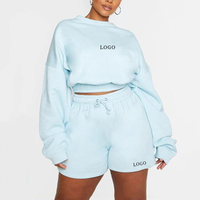L230637 Combinaison de jogging active personnalisée, survêtement d'entraînement, short de pull oversize, short deux pièces pour femme, ensemble grande taille