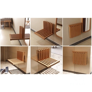 Siège <span class=keywords><strong>de</strong></span> <span class=keywords><strong>douche</strong></span> en <span class=keywords><strong>bambou</strong></span> Eco Go, tabouret pliant mural, chaise <span class=keywords><strong>de</strong></span> <span class=keywords><strong>douche</strong></span> - Product Image 5