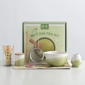 Traditional Matcha <b>Tea</b> <b>Set</b>, Match Bowl with Spout and Scoop Whisk Chasen Stand <b>Tea</b> Towel , Matcha <b>Tea</b> Ceremony Kit - Product Image 4