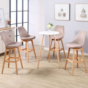 Tabourets de meubles commerciaux modernes avec chaise de bar haute en bois rembourrée à la main en acier inoxydable + tissu de velours Morden - Product Image 6