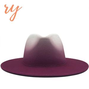 Mode femmes à la mode feutre dégradé couleur fedora <span class=keywords><strong>chapeau</strong></span> large bord <span class=keywords><strong>borsalino</strong></span> <span class=keywords><strong>trilby</strong></span> jazz chapeaux de mode pour hommes - Product Image 1