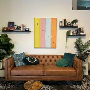 Pintura Acrílica Abstracta Texturizada en Tonos Pastel Minimalistas, Serie Candy Stripe, Hecha a Mano, Original, sobre Lienzo, Contemporánea, Grande - Product Image 2