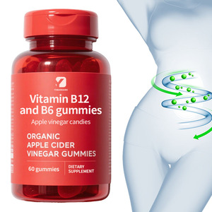 Gomitas de Vinagre de Manzana Orgánico con Vitaminas <span class=keywords><strong>B12</strong></span> y B6, Dulces Suaves de Vinagre de Manzana Sin Azúcar, Suplemento para Adultos - Product Image 1