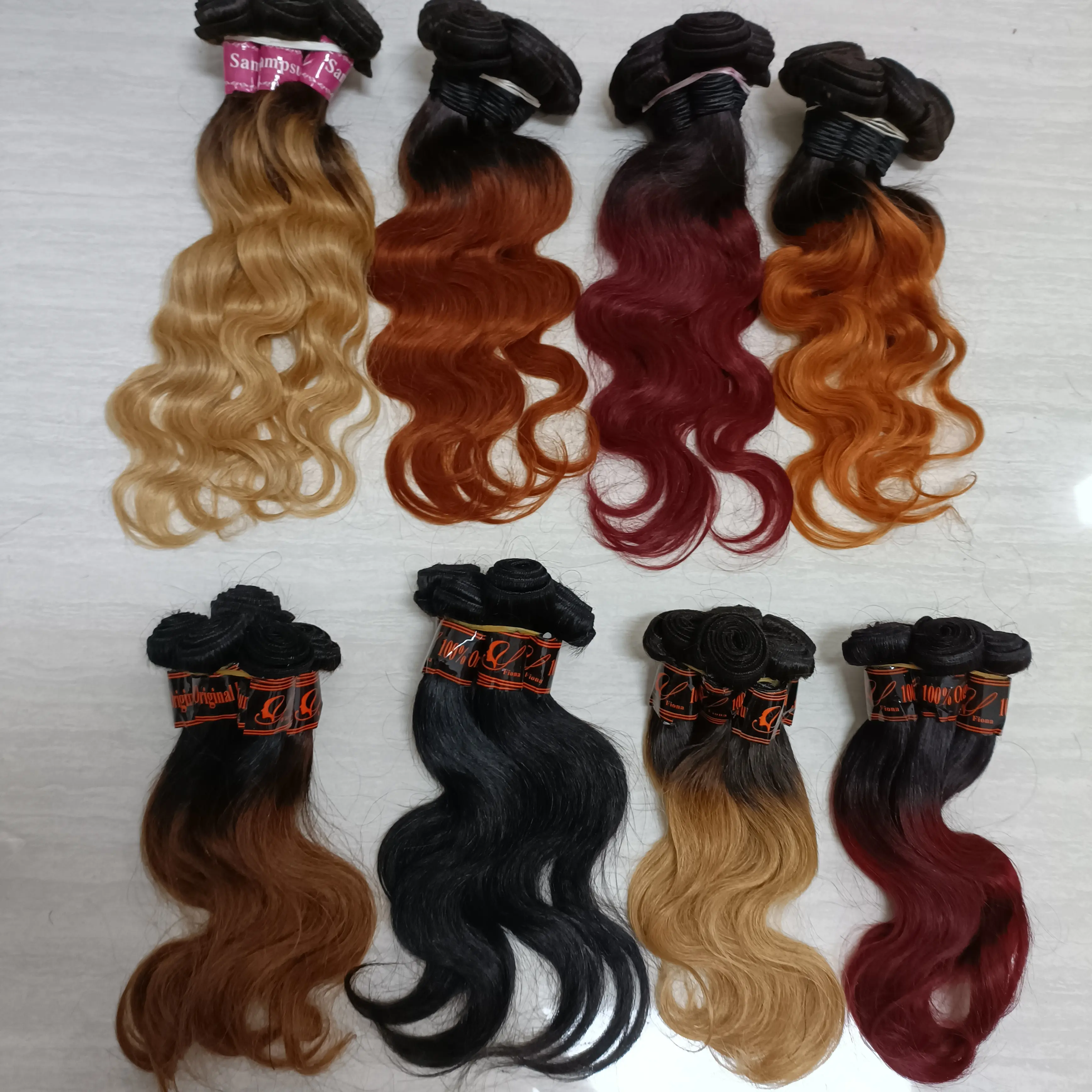 2022 Letsfly Body Wave Latest Fashion Ombre Colored Wet and Wavy Brazilian Remy Hair Human Hair Extensions Bundles Free Shipping