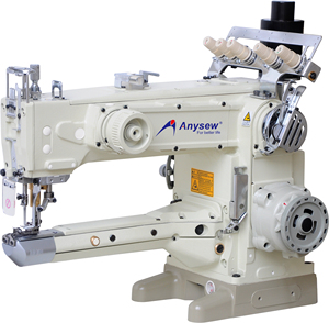 Nouvelle machine à coudre industrielle à grande vitesse AS1500L-DD/UT à bras long (interlock) 3 aiguilles 5 fils avec coupe-fil automatique et moteur - Product Image 1