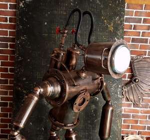 <span class=keywords><strong>Steampunk</strong></span> Vintage en fer métallique, robot accueil, décoration de maison, artisanat en métal - Product Image 5