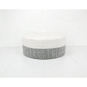 Coussin de sol rond DIAM. 50 H. 20CM BLANC ET GRIS - Product Image 1