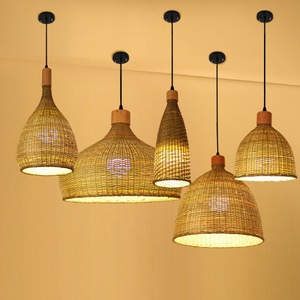 Bamboo Art Pendant <b>Light</b> Round E27 LED Living Room <b>Dining</b> Room Chandelier - Product Image 3