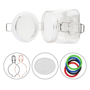 Customized Logo Printed <b>Water</b>-tight Marmarlade 500ml PET Storage <b>Jar</b> with Metal Wire Clip Down Lid - Product Image 5