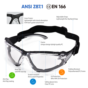 ANSI Z87.1 <span class=keywords><strong>Lunettes</strong></span> de <span class=keywords><strong>sécurité</strong></span> anti-buée pour la protection des yeux au travail - Product Image 2