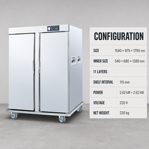 ตู้เก็บอาหารอุ่นแบบมีประตูคู่ 220V 5.24kW 22 ชั้น สำหรับโรงแรม ร้านอาหาร และครัวจัดเลี้ยง - Product Image 6