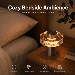 Lámpara de Mesa de Vidrio Soplado a Mano al por Mayor, Base de Columna de Acero Inoxidable, Lámpara de Mesa LED Moderna para Decoración de Interiores - Product Image 2