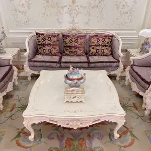 Hoge Kwaliteit Europese Classic Rococo Woonkamer Meubels Houten Dubai Modulaire Italiaanse Sofa Set