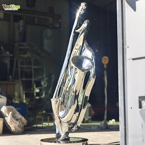 Miroir YOUFINE pour espaces contemporains ou décoration de galerie, miroir en acier inoxydable, <span class=keywords><strong>sculpture</strong></span> <span class=keywords><strong>abstraite</strong></span> de violoncelle - Product Image 3