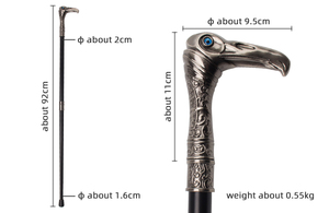 Canne vintage en métal avec yeux en pierre bleue et détails gravés pour la marche - Product Image 2