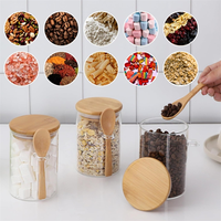 Grains de café Noix Bonbons Sucre Cube Titulaire Conteneurs De Stockage Noix Canister Bocal En Verre Avec Couvercle En Bois et Cuillère