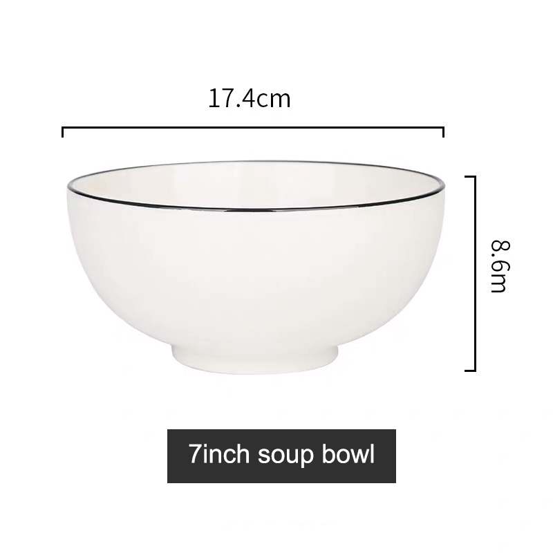 Blanco del cuenco de sopa de 7 pulgadas