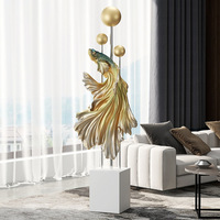 Offre Spéciale : Sculptures Créatives en Fibre de Verre de Luxe Léger, Statues de Poissons pour Décoration de Sol, Ornements pour Bureau et Maison