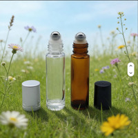 Emballage cosmétique, flacon à bille pour huile essentielle, flacon de parfum en verre rose doré pour crème pour le visage, sérum pour la peau et gouttes pour les yeux avec compte-gouttes