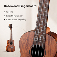 Wholesale 23 Inch Solid Top Acacia Wood Ukulele with 4 Nylon String and Mahogany Neck Matte Finish Sweet Tone Customisable