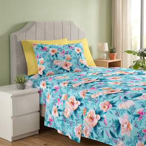 2 Place Queen <b>Size</b> 6-Piece Eco-Friendly 400TC 100% Polyester Microfiber Fitted Bed <b>Sheet</b> Set European American Style for Home - Product Image 3