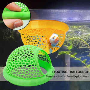 Décoration d'aquarium en PLA imprimé en 3D, cachette flottante pour betta, grotte pour crevettes, abri pour poissons, cachette, ornement pour petit aquarium - Product Image 1