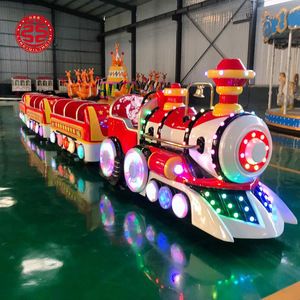 รถไฟซานต้าคริสต์มาสกลางแจ้งแบบมีไฟ รถไฟวัตต์แมน รถไฟดอตโต้ ราคาขายรถไฟทัวร์ริสติก รถไฟบาร์เรลสำหรับสนามหลังบ้าน - Product Image 2