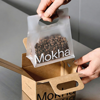 Sacs à café transparents givrés personnalisés avec impression, 250g, sacs à café en plastique translucide à fond plat avec valve
