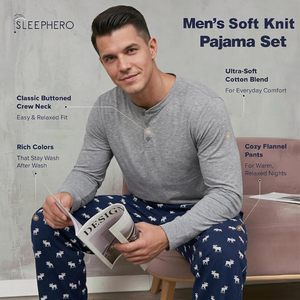 Conjunto de <span class=keywords><strong>Pijama</strong></span> para <span class=keywords><strong>Hombre</strong></span>, Camisa de Manga Larga Transpirable, Pantalones de Algodón Suave, Ropa de Dormir para Todo el Año, Diseño Liso - Product Image 2