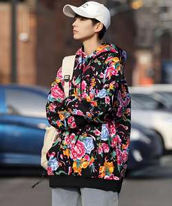 Sweat à capuche rembourré à imprimé floral du nord-est |   Manteau d'hiver unisexe rembourré en coton épais |   Veste chaude personnalisée pour l'extérieur, fabriquée aux États-Unis - Product Image 3