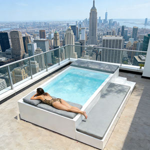 Mini piscina todo en uno con sistema de filtración y asientos de descanso para exteriores, piscina spa. - Product Image 5