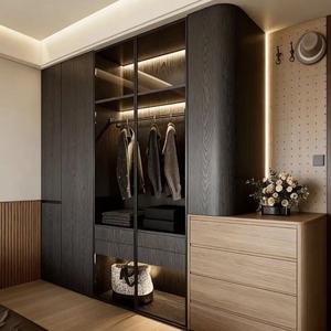 Armadio guardaroba in legno Balom Luxury Custom con finitura nera opaca, soluzione <span class=keywords><strong>salvaspazio</strong></span> per vestiti con anta in vetro - Product Image 4